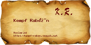 Kempf Rabán névjegykártya